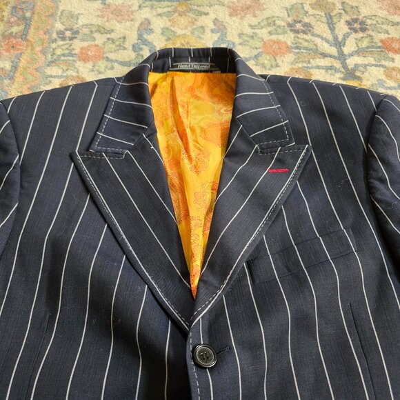 Code Red by Steve Harvey Merino Wool Black Pinstripe Blazer Men's 44 - Picture 3 of 11